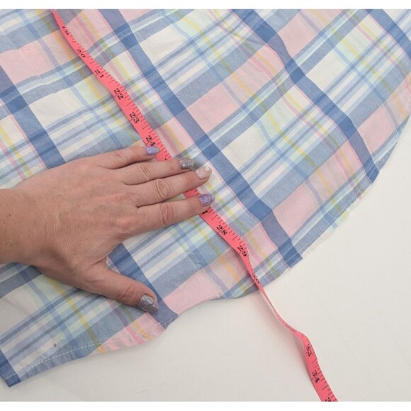 Gymboree Cotton Pastel Pink Blue Button Up Long Sleeve Plaid Shirt Size Medium - Picture 6 of 9